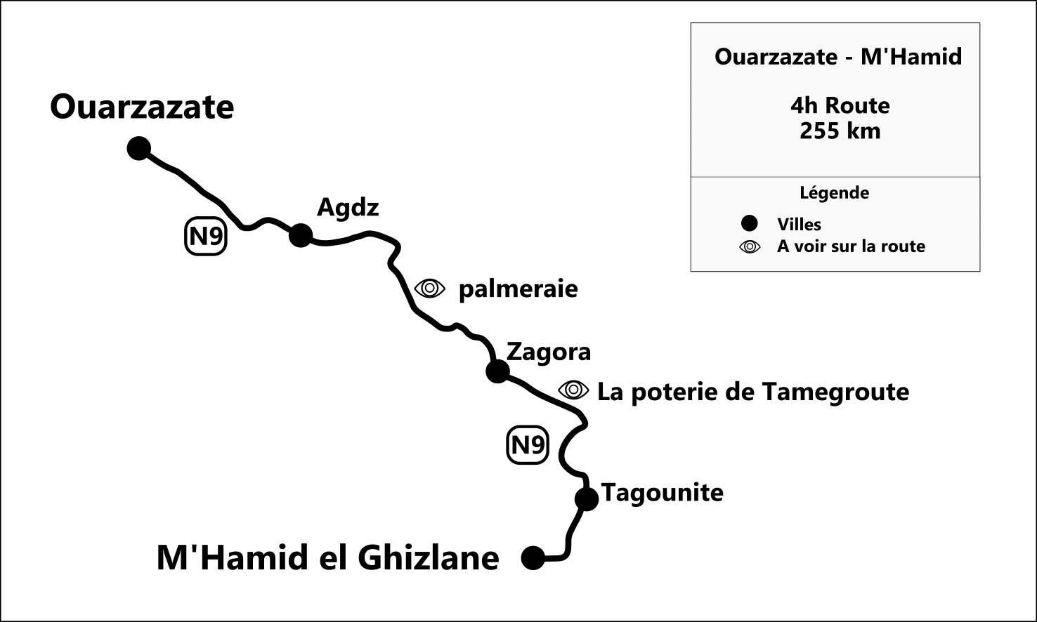 transport ouarzazate vers mhamid carte