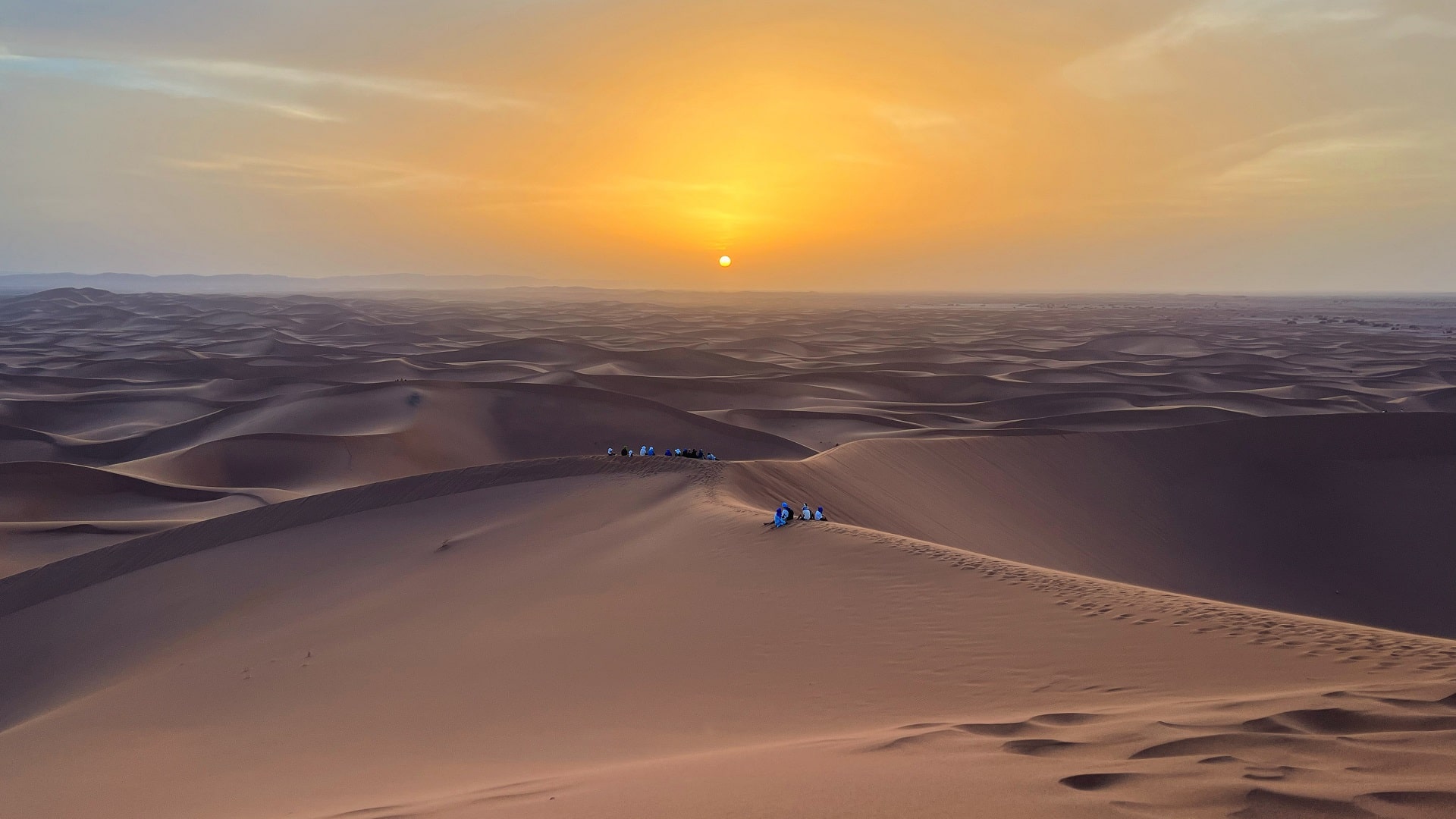 coucher de soleil sur les dunes